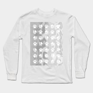 PUPPY Paw Print Abstract Grey Long Sleeve T-Shirt